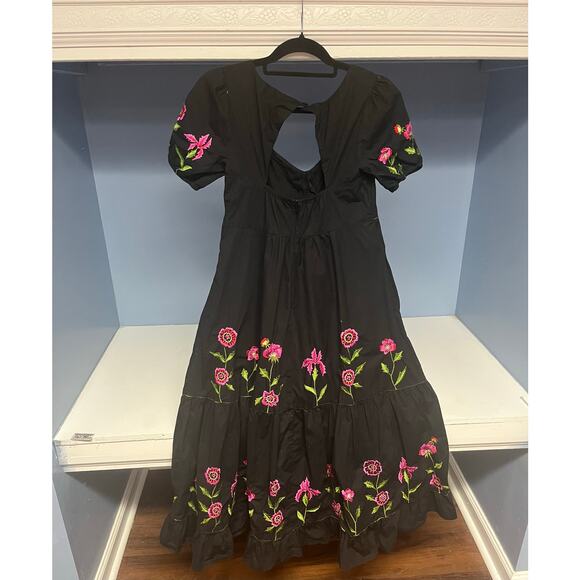 Wayward Fancies eShakti Sz M/L Black Maxi Dress Cottage Dark Fairy Whimsigoth - Picture 2 of 10
